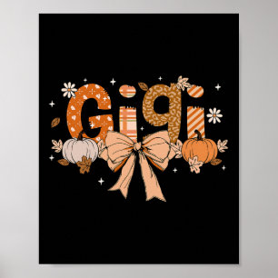 Gigi Pumpkin Fall Coquette Bow Thanksgiving Mum Wo Poster