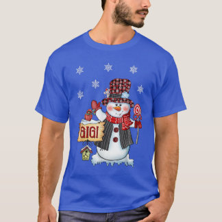 Gigi Snowman Christmas Candy Cane Red Plaid Santa  T-Shirt