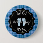 GIGI  to be  Blue Plaid Baby Shower button