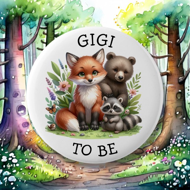 Gigi to be | Woodland Creatures Baby Shower  6 Cm Round Badge (Creator Uploaded)