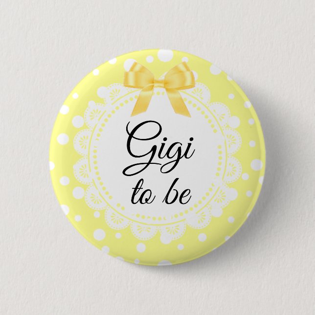 Gigi To Be Yellow Polka Dot Shower Button (Front)
