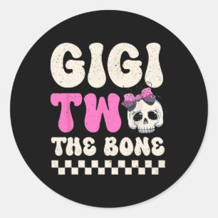Gigi Two The Bone Halloween 2nd Birthday Girl Fami Classic Round Sticker