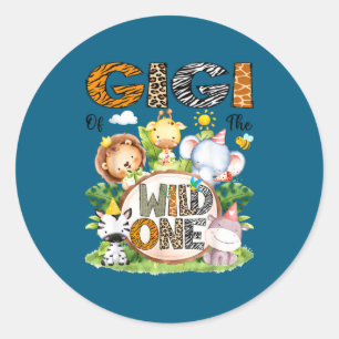 Gigi Wild 1st Birthday Safari Classic Round Sticker
