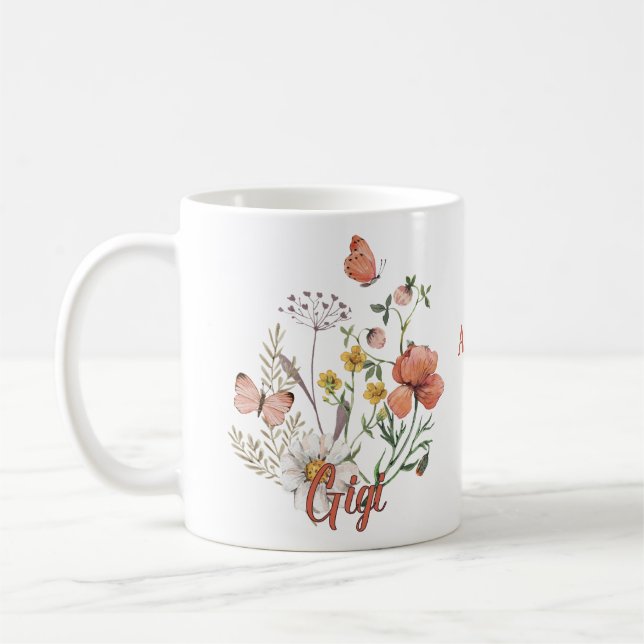 Gigi Wildflower Floral Personalised Custom  Mug (Left)