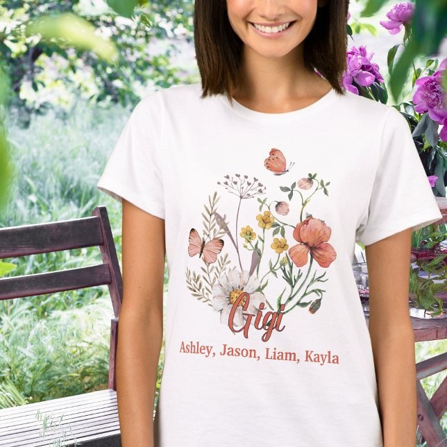 Gigi Wildflower Floral Personalised Custom T-Shirt (Creator Uploaded)