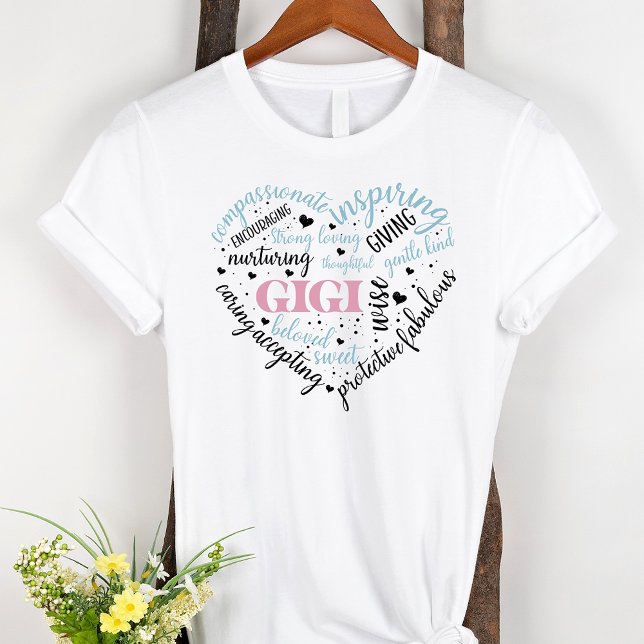 Gigi Word Cloud Pink Heart Grandma T-Shirt (Creator Uploaded)