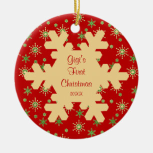 Gigi's First Christmas Red Snowflake Ornament