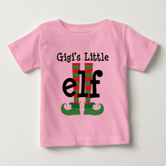 Gigis Little Elf Cute Christmas Outfit Baby T-Shirt (Front)