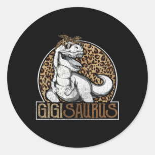 Gigisaurus Dinosaur Gigi Leopard Shirts Classic Round Sticker