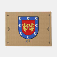 Gil Historical Shield on Burlap Style Background