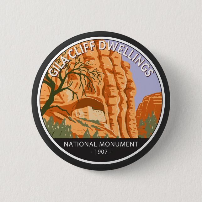 Gila Cliff Dwellings National Monument Circle  6 Cm Round Badge (Front)
