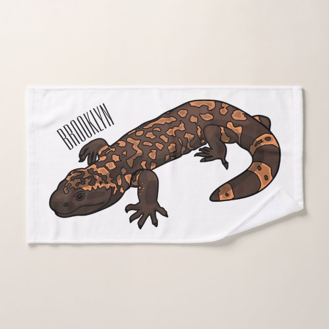 Gila monster cartoon illustration bath towel set (Hand Towel)