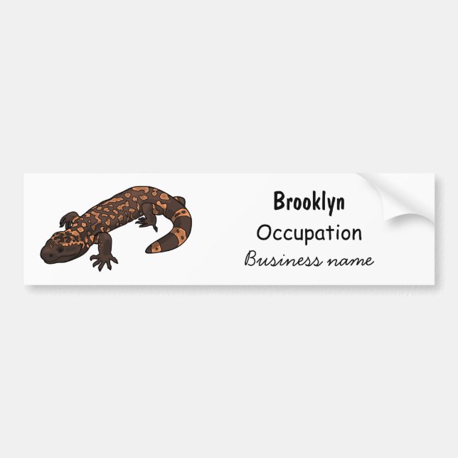 Gila monster cartoon illustration bumper sticker (Front)