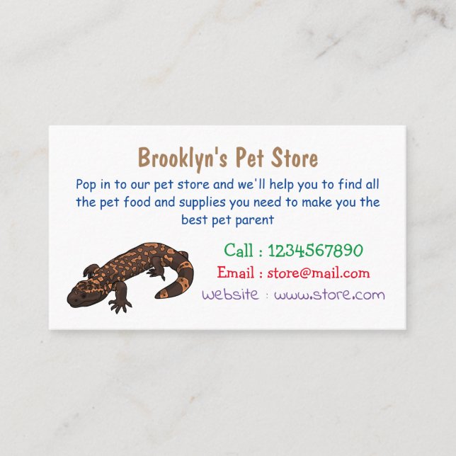 Gila monster cartoon illustration business card (Front)