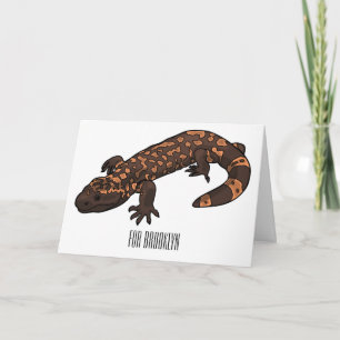 Gila monster cartoon illustration card