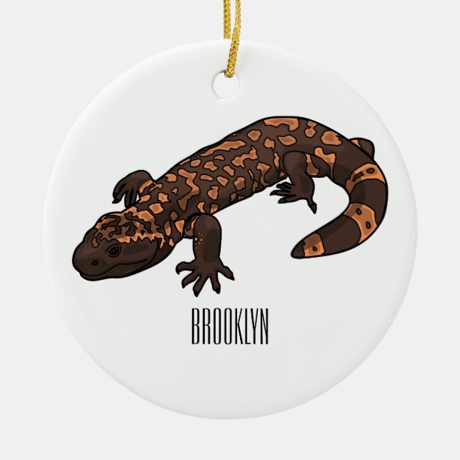 Gila monster cartoon illustration ceramic ornament (Front)