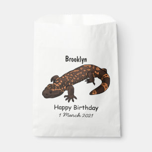 Gila monster cartoon illustration favour bag