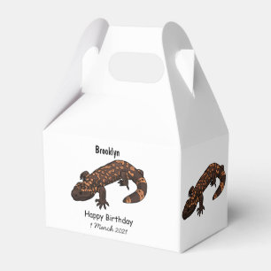 Gila monster cartoon illustration favour box