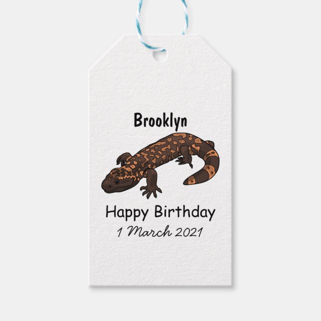 Gila monster cartoon illustration gift tags (Front)