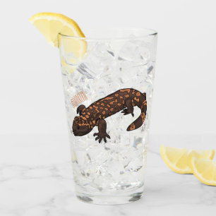 Gila monster cartoon illustration glass