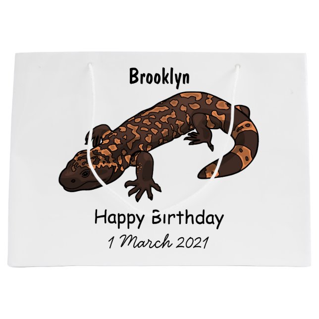 Gila monster cartoon illustration large gift bag (Front)