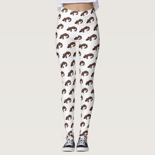 Gila monster cartoon illustration leggings (Front)