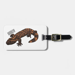 Gila monster cartoon illustration luggage tag