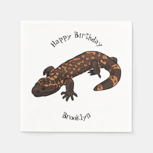 Gila monster cartoon illustration napkin