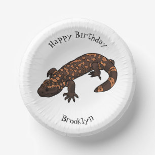 Gila monster cartoon illustration paper plate