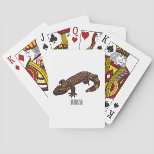 Gila monster cartoon illustration playing cards