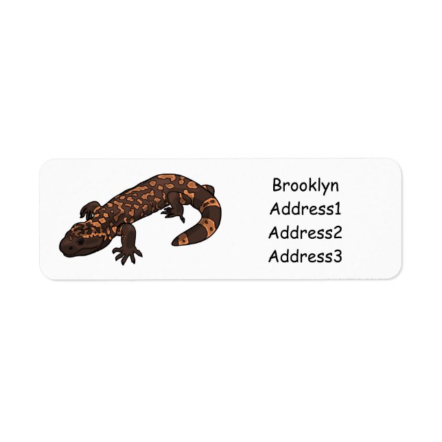 Gila monster cartoon illustration return address label (Front)