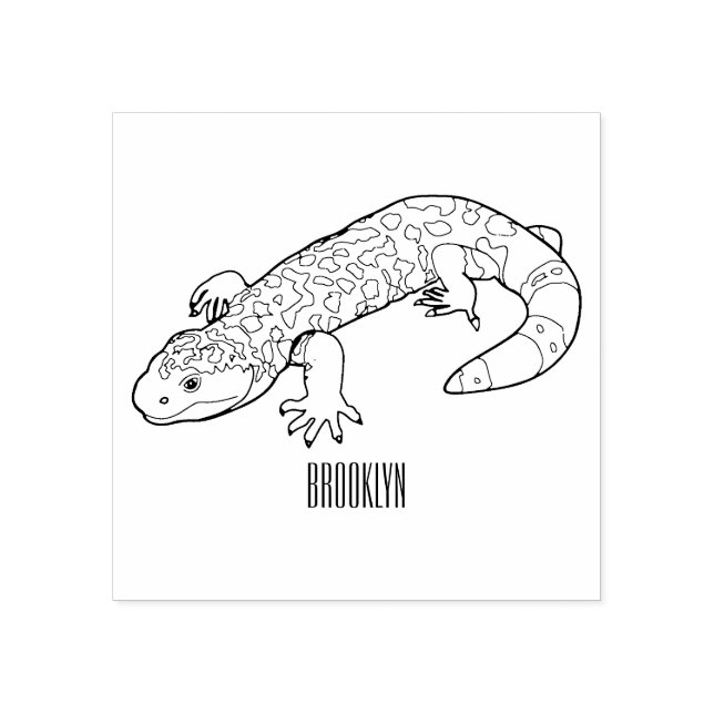 Gila monster cartoon illustration rubber stamp (Imprint)