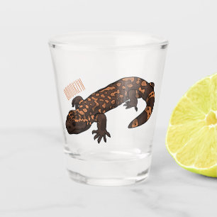 Gila monster cartoon illustration shot glass