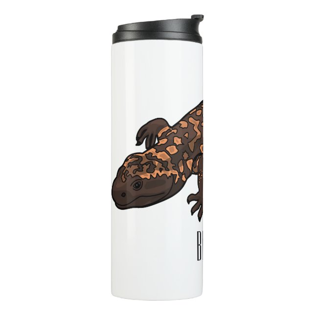 Gila monster cartoon illustration thermal tumbler (Rotated Left)