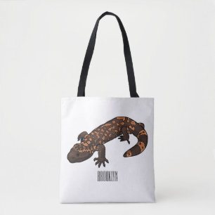 Gila monster cartoon illustration tote bag