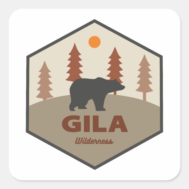 Gila Wilderness New Mexico Bear Square Sticker (Front)