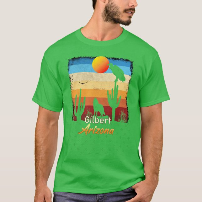 Gilbert Arizona AZ Sunset Coyote Vulture Cactus De T-Shirt (Front)