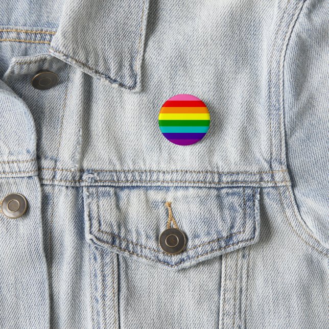 Gilbert Baker Gay Pride Flag Rainbow Stripe 3 Cm Round Badge (In Situ)