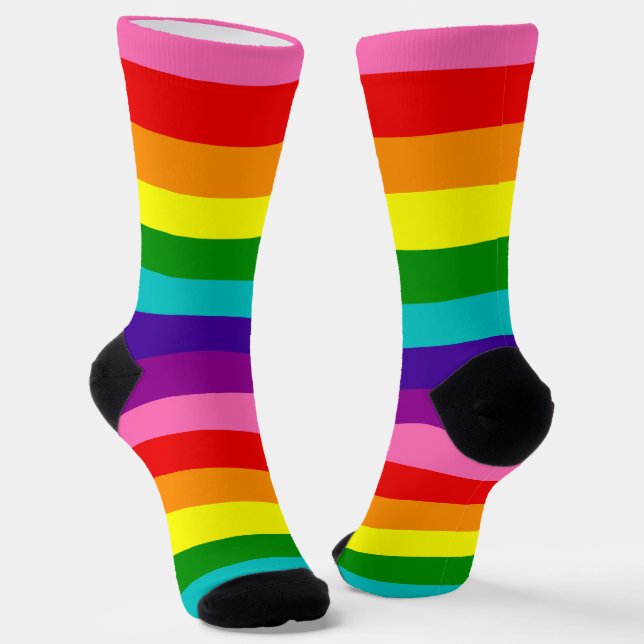 Gilbert baker pride flag socks (Angled)