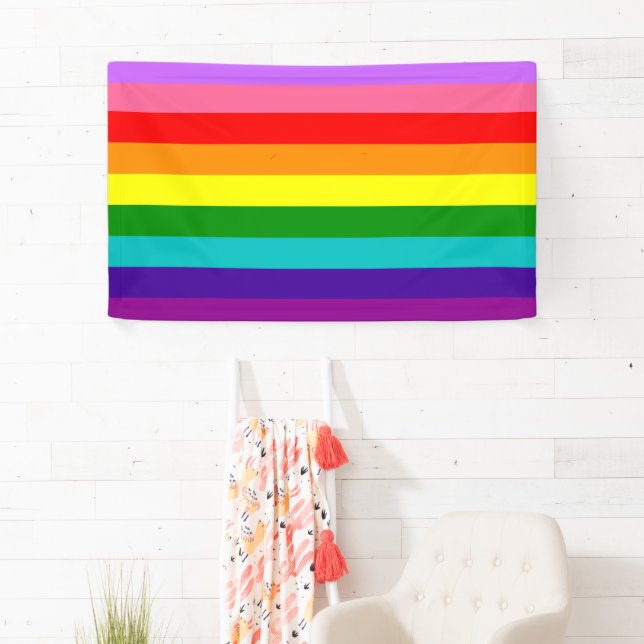 Gilbert Baker's 9-Stripe Rainbow Flag Banner (Insitu)
