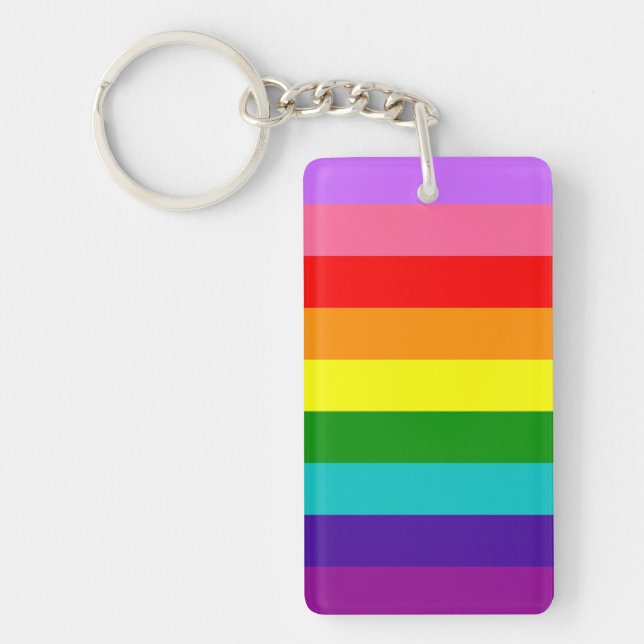 Gilbert Baker's 9-Stripe Rainbow Flag Key Ring (Front)