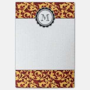 Gilded Age Baroque Damask Swirls Red and Gold Post-it Notes