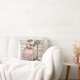 Gilded Age Harpist On Sheet Music Cushion