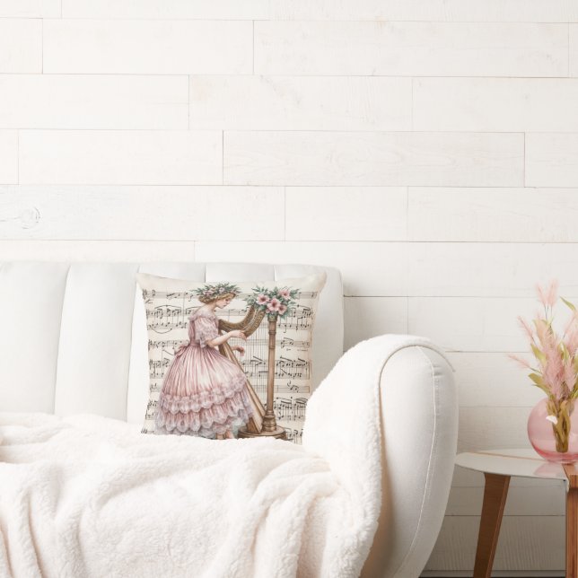 Gilded Age Harpist On Sheet Music Cushion (Couch)