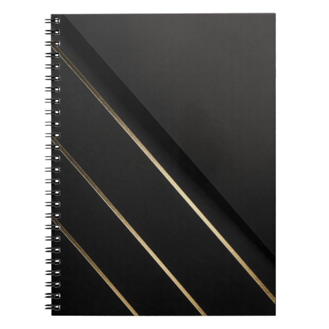 Gilded Alignment — Minimalist Black & Gold Notebook (Front)