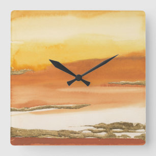 Gilded Amber I v2 Abstract Print Square Wall Clock