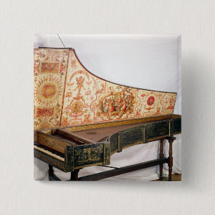 Gilded and painted harpsichord 15 cm square badge