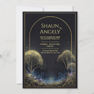 Gilded Arch Midnight Starry Forest Wedding Invitation