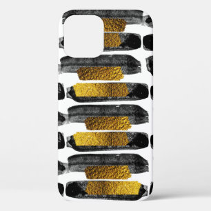 Gilded Artistry: Black & Gold Abstract iPhone 12 Case
