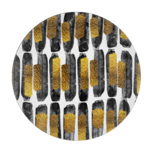 Gilded Artistry: Black & Gold Abstract Cutting Board